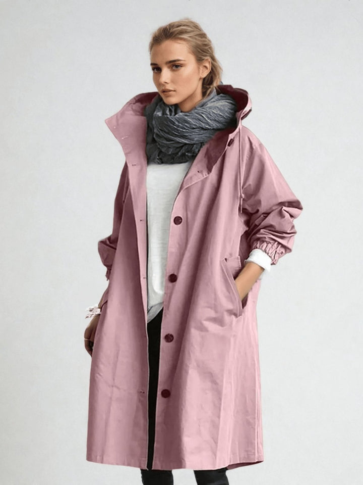 Petronella | Women's Double-Breasted Trench Asymmetric Hem Everyday Coats — Pink