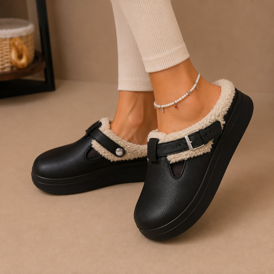 Pietisse | Women's Fleece-Lined Buckle Slip-On House Slippers