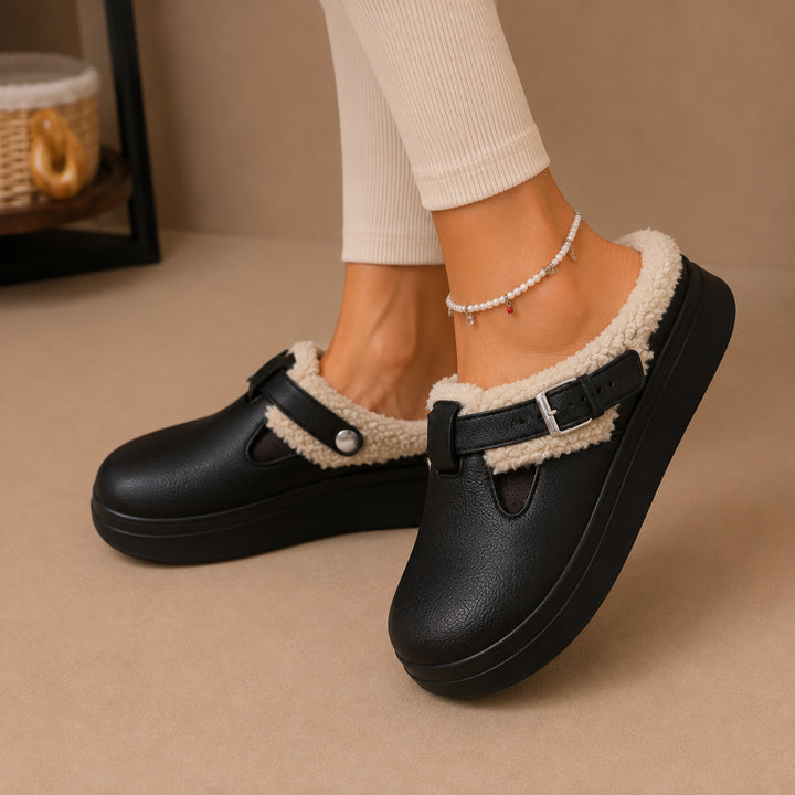 Pietisse | Women's Fleece-Lined Buckle Slip-On House Slippers