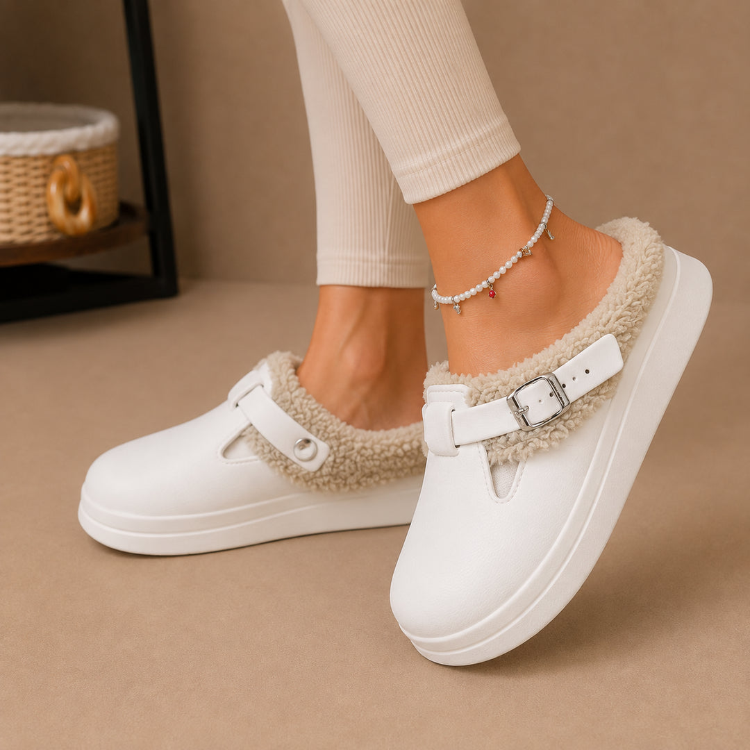 Pietisse | Women's Fleece-Lined Buckle Slip-On House Slippers