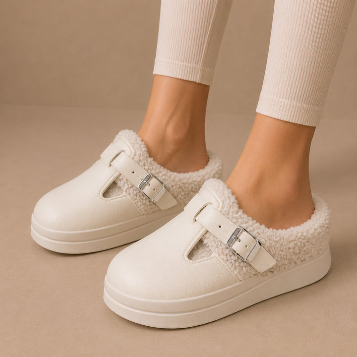 Pietisse | Women's Fleece-Lined Buckle Slip-On House Slippers