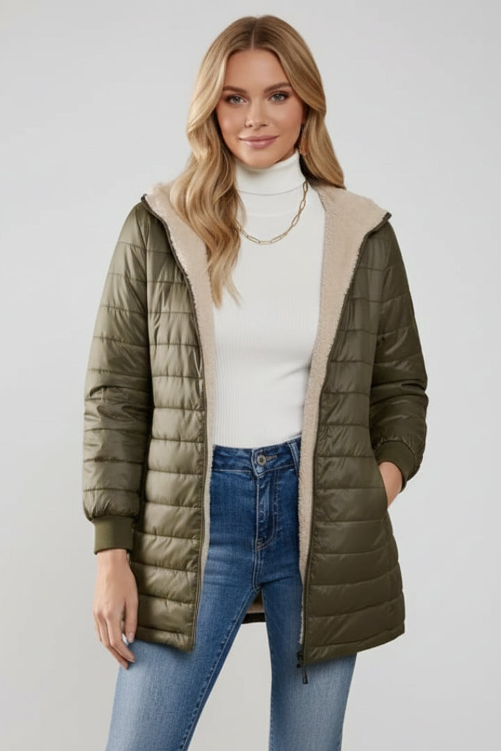 Prynienne | Women's Jacket with Hood and Zip Closure — 2