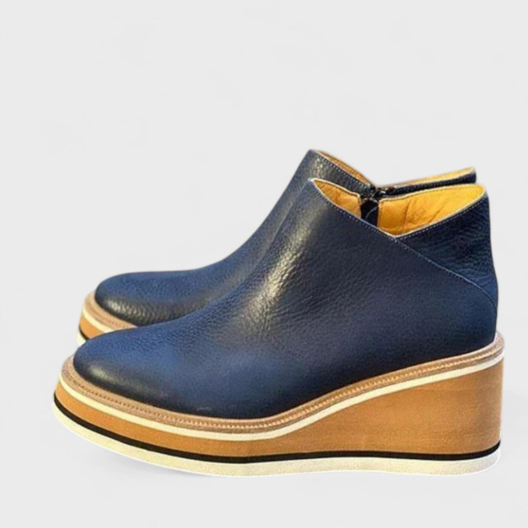 Quenita | Women's Orthopedic Comfort PLATFORM SLIP-ON ANKLE BOOTS Loafers — Blue