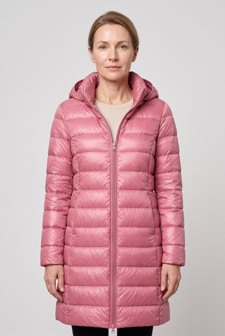 Quenvanne | Women's Hooded Longline Puffer Jacket — L