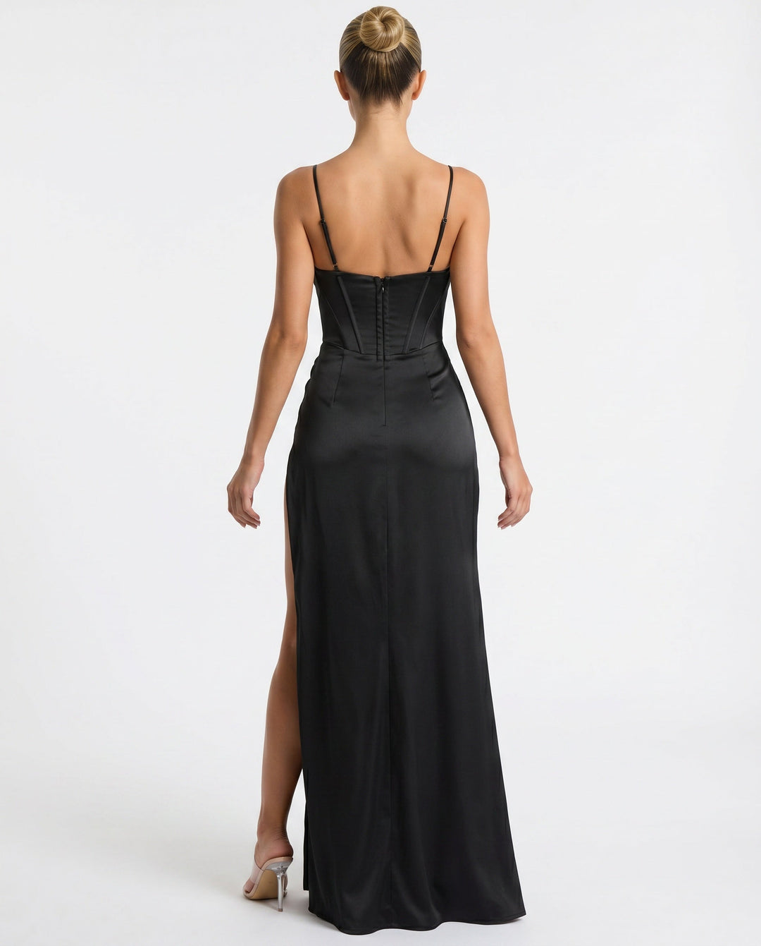Quenvia — A-Line Ruched Burgundy Maxi