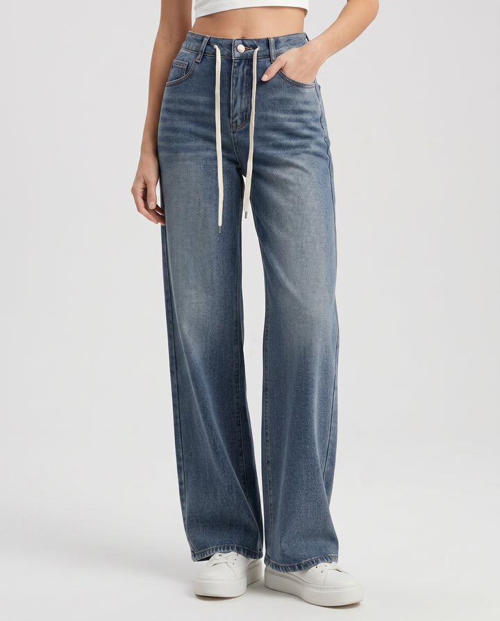 Quintessa | Women's High-Waist Wide-Leg Straight-Leg Jeans with High Waist — 1