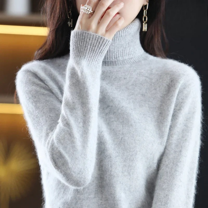 Renethnia | Women's Knit Cozy Classic Fitted Turtleneck Sweater – 16 Colors — Gray