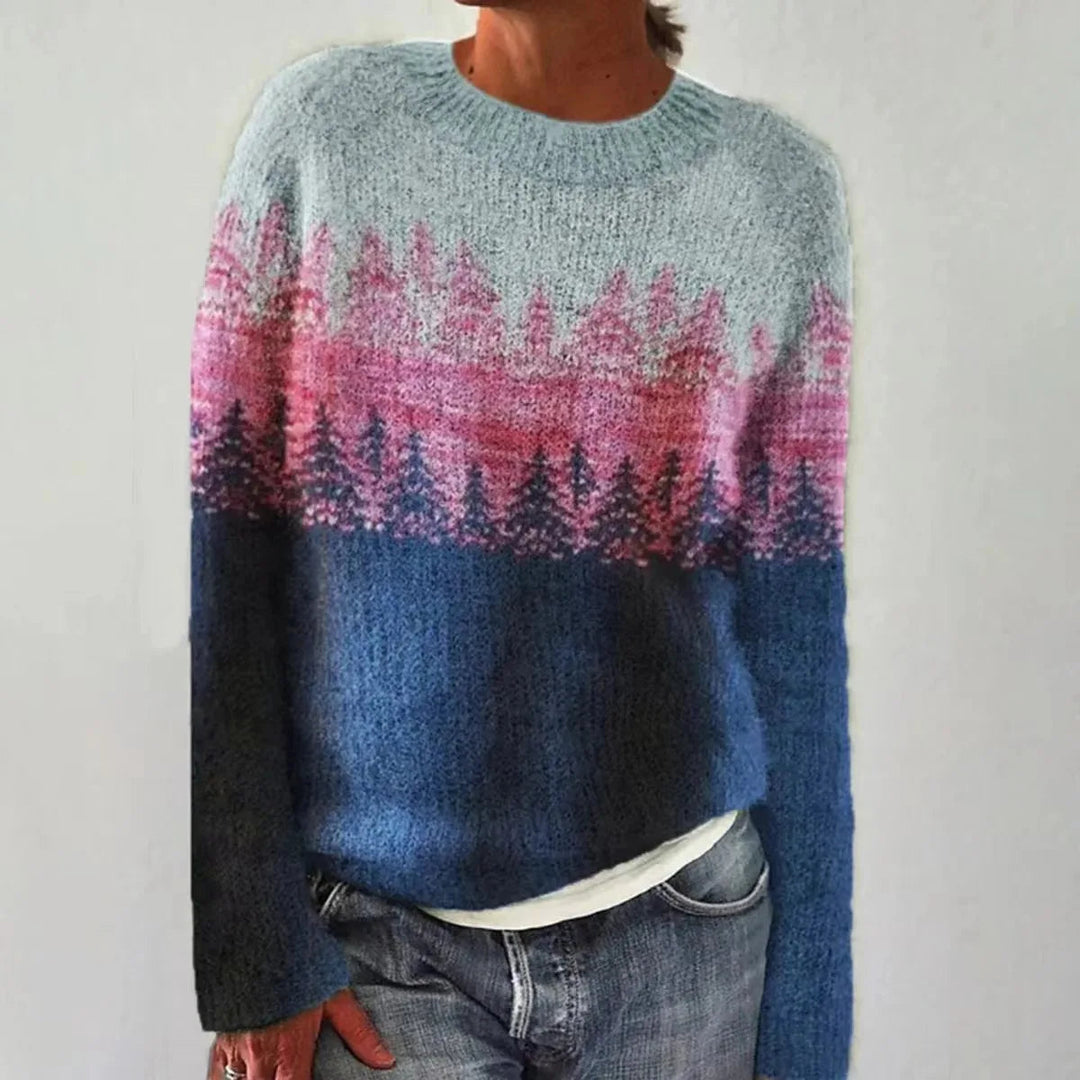 Rheaisse | Women's Cozy Elegant Knit Sweater — Blue/Pink