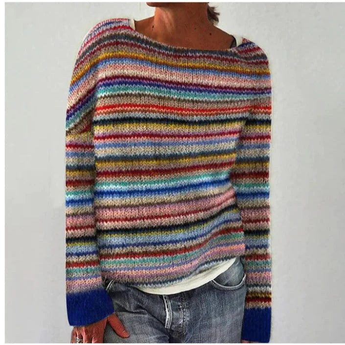 Rheaisse | Women's Cozy Elegant Knit Sweater — Rainbow