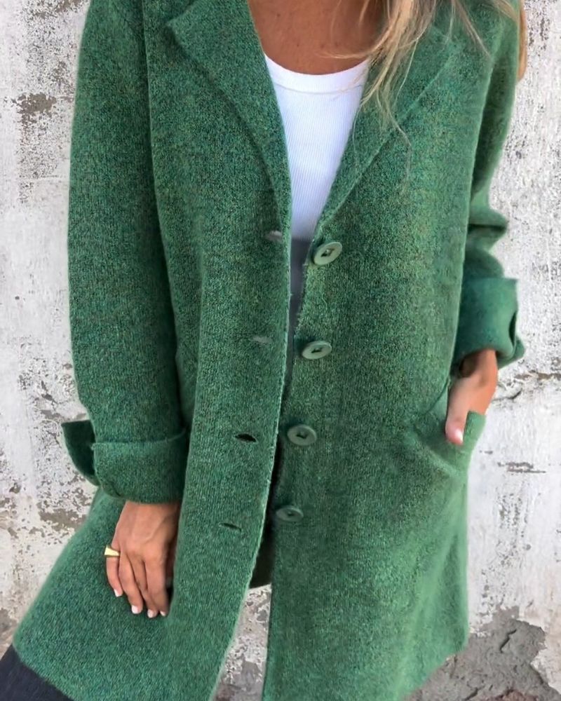 Rillania | Women's Stretch MAILA - Casual long coat with lapels Tops — 1