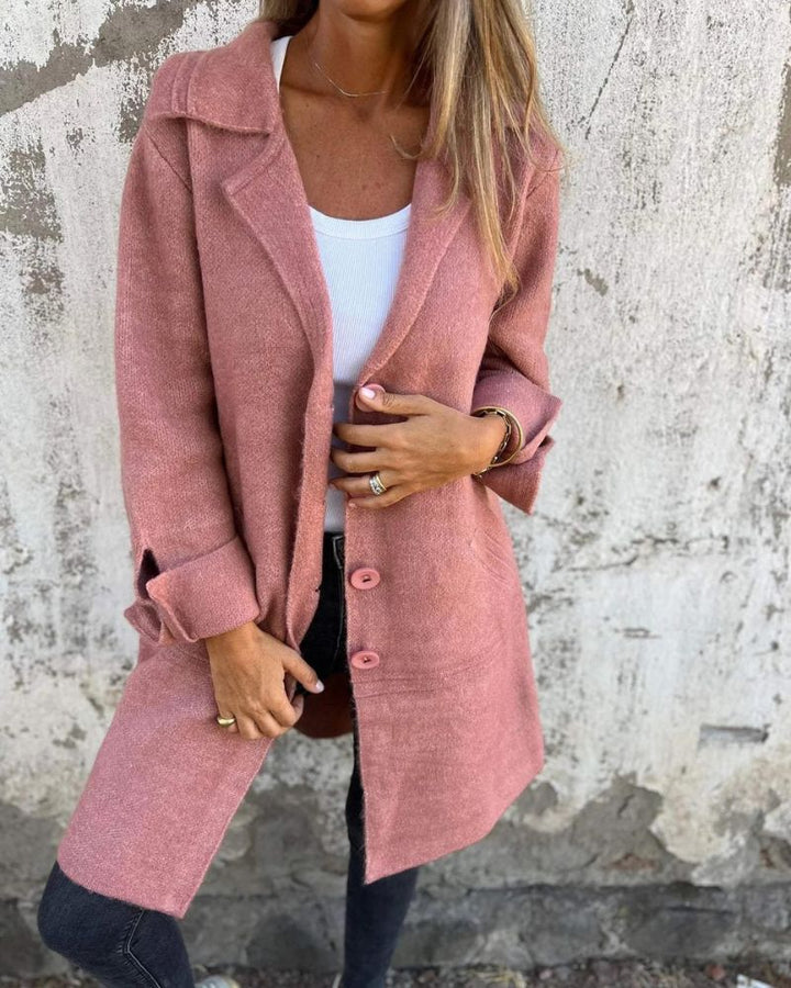 Rillania | Women's Stretch MAILA - Casual long coat with lapels Tops — 2