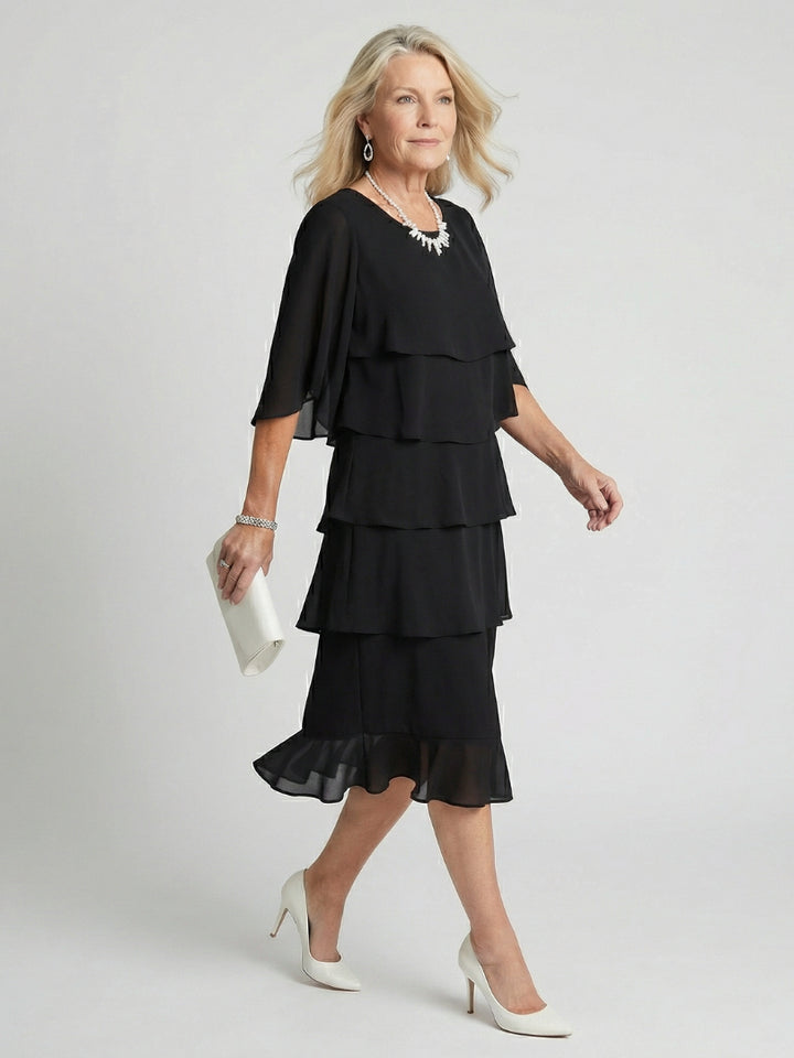 Romy | Women's Wedding Guest Elegant Tiered Midi Dress Dresses — 2