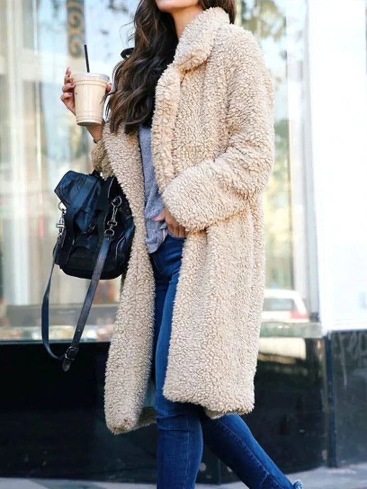 Rosaana | Women's Casual Stretch Fleece Teddy Coat Long Style Tops — 2