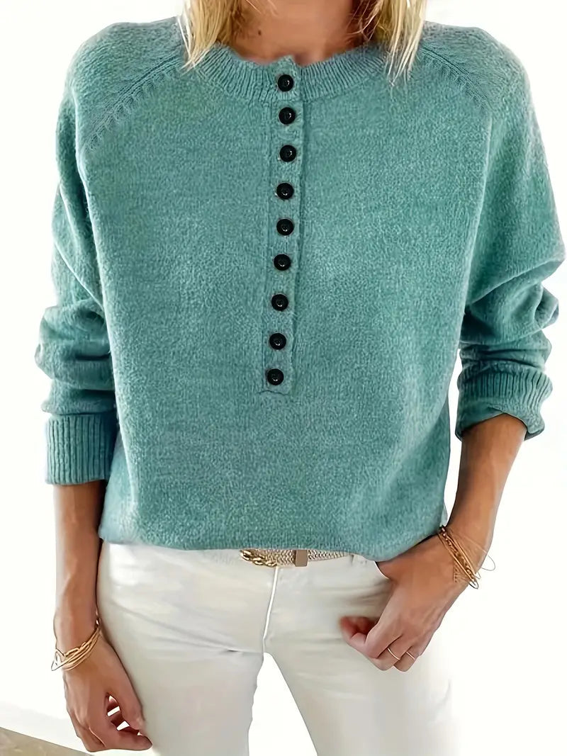 Rosaetta | Women's Casual Stretch Button Placket Jumper Top — 2