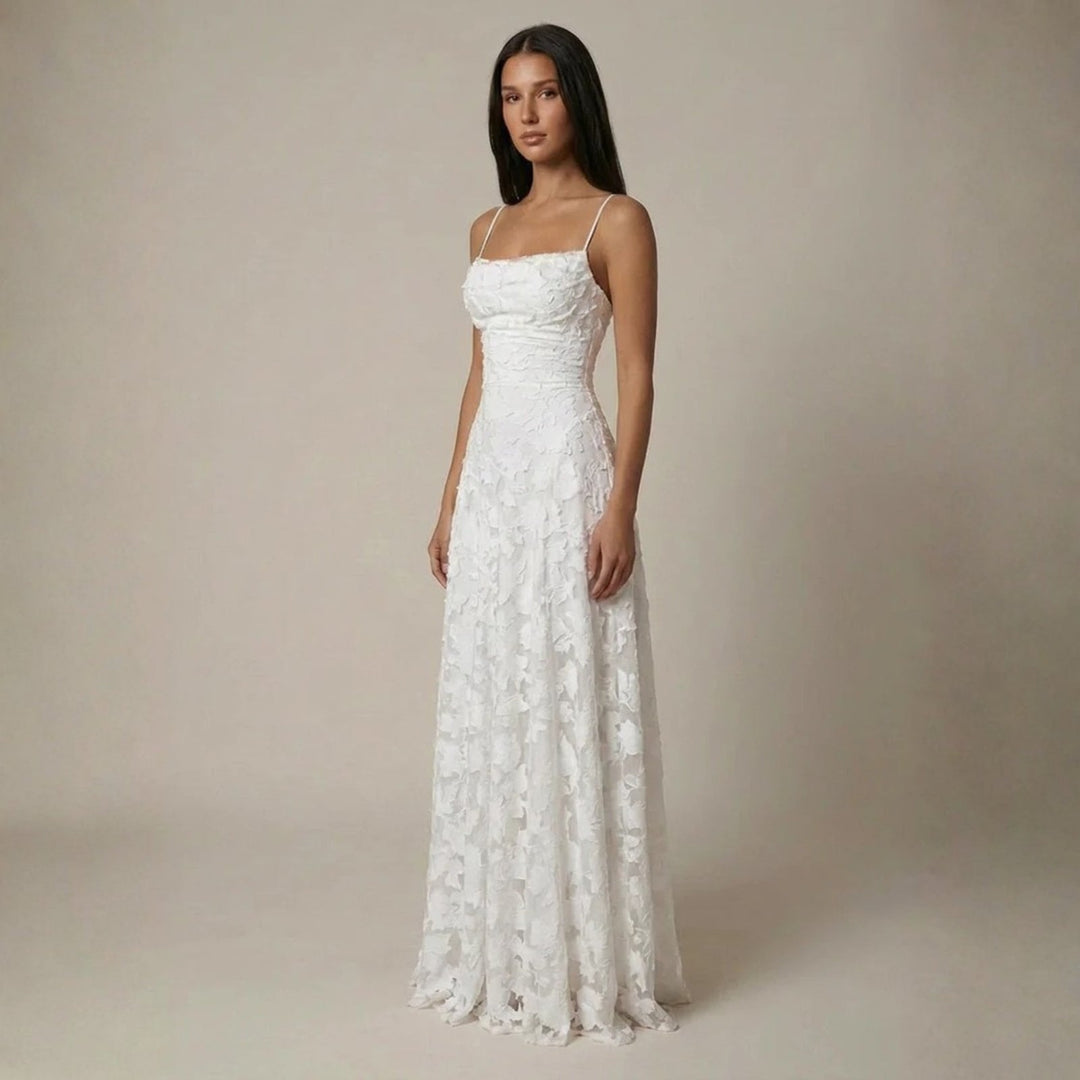 Rosalie | Women's Wedding Guest Elegant The Verona Lace-Up Back Maxi Dress Dresses — 3