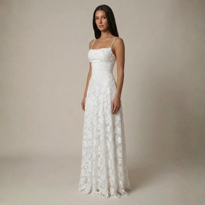 Rosalie | Women's Wedding Guest Elegant The Verona Lace-Up Back Maxi Dress Dresses — 3