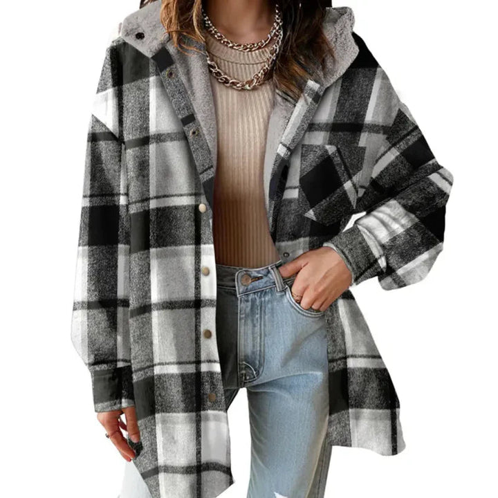 Sabledessa | Women's Teddy Bear Cozy Flannel Jacket — Black