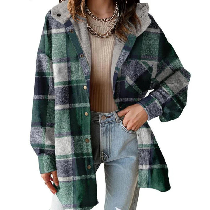 Sabledessa | Women's Teddy Bear Cozy Flannel Jacket — Green