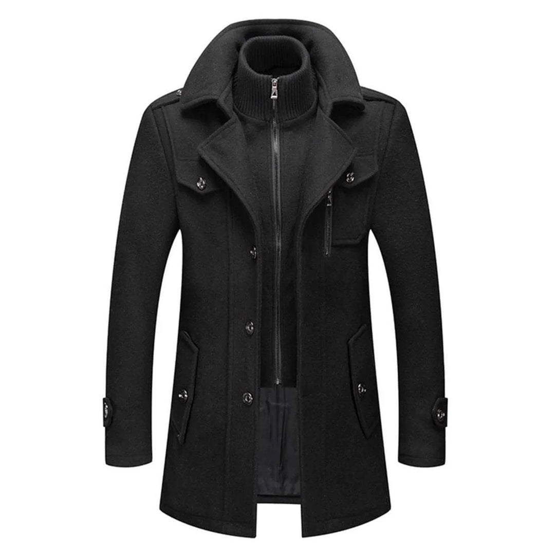Sablewen | Women's Refined and Modern Tailored Slim-Fit Wool Coat — Black