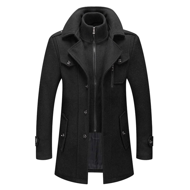 Sablewen | Women's Refined and Modern Tailored Slim-Fit Wool Coat — Black