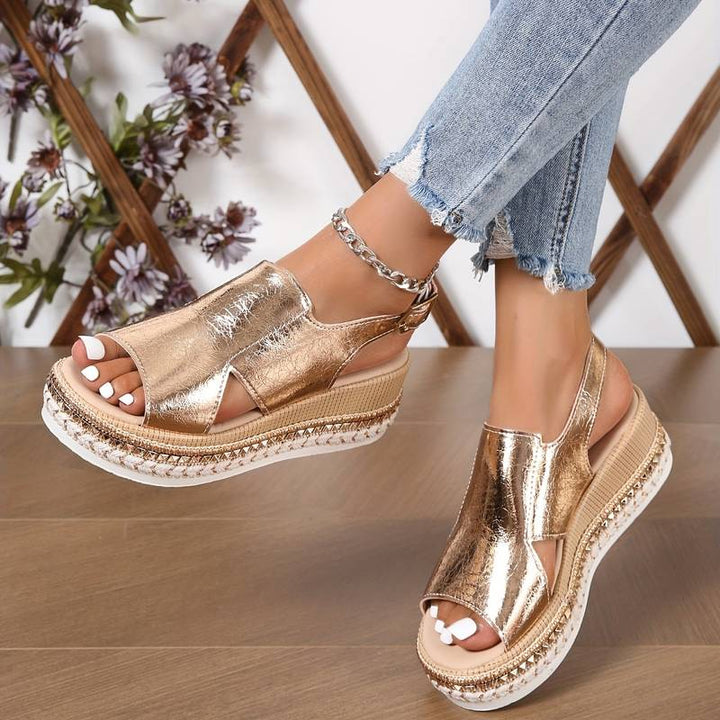 Model feet showcasing lightweight orthopedic sandals with a minimal background.