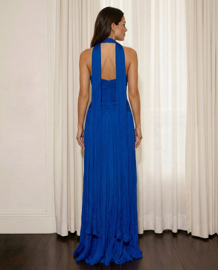 Selella — Off-Shoulder Pleated Chiffon Maxi