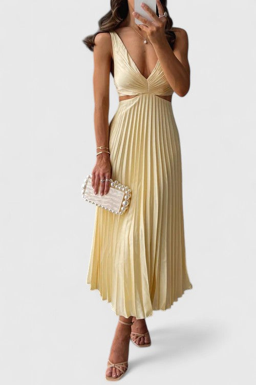 Selene | Women's Wedding Guest Elegant Sleeveless Pleated Dresses — 1