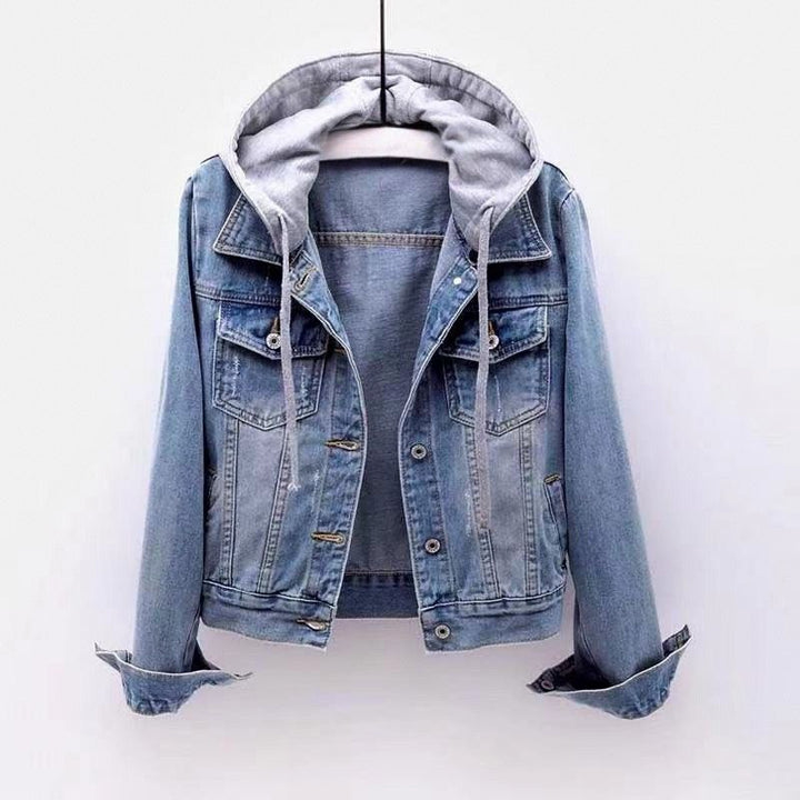 Senaella | Women's Comfortable Relaxed Denim Hooded Jacket — 1