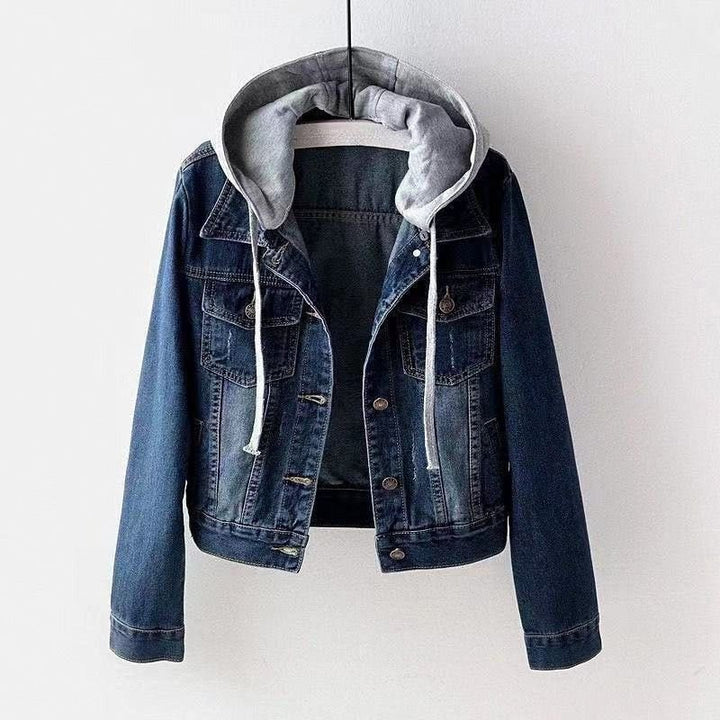 Senaella | Women's Comfortable Relaxed Denim Hooded Jacket — 2