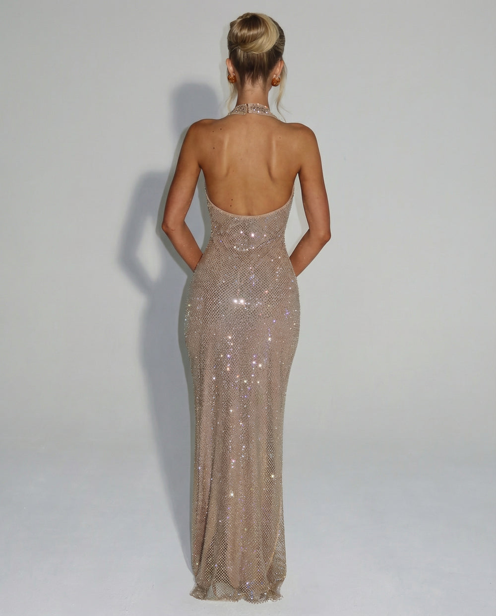 Seraphina | Women's Wedding Guest Elegant Maxi Dress with Sequin Halter Neck Dresses — 2
