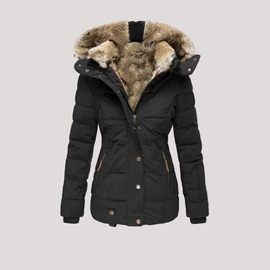 Serenmira | Women's Faux Fur Hood Belted Quilted Puffer Jacket