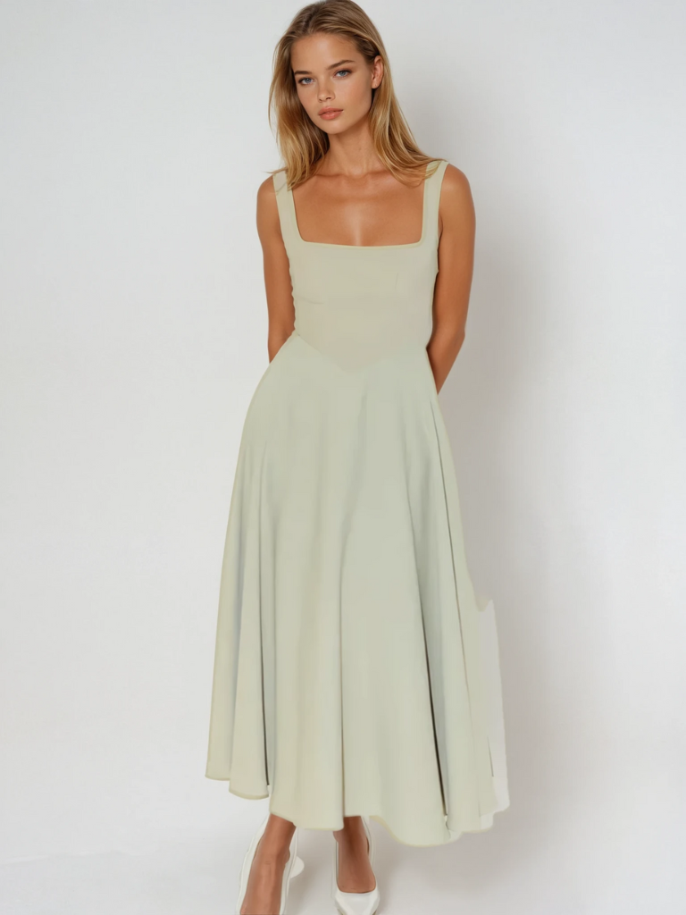 Sienna | Women's Wedding Guest Elegant Midi Dress Dresses — Green