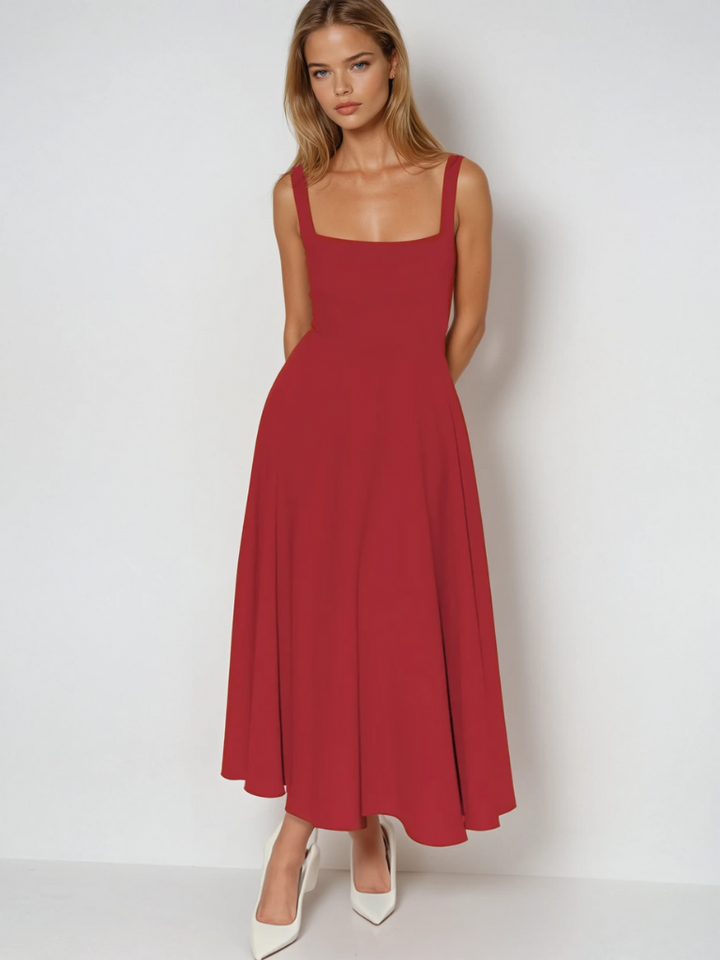 Sienna | Women's Wedding Guest Elegant Midi Dress Dresses — Red