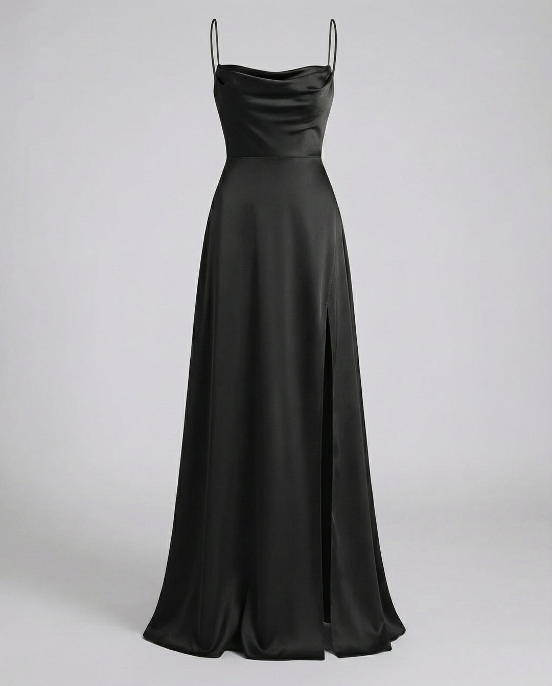 Solara | Women's Elegant Cowl Neck Evening Maxi Dress — Black