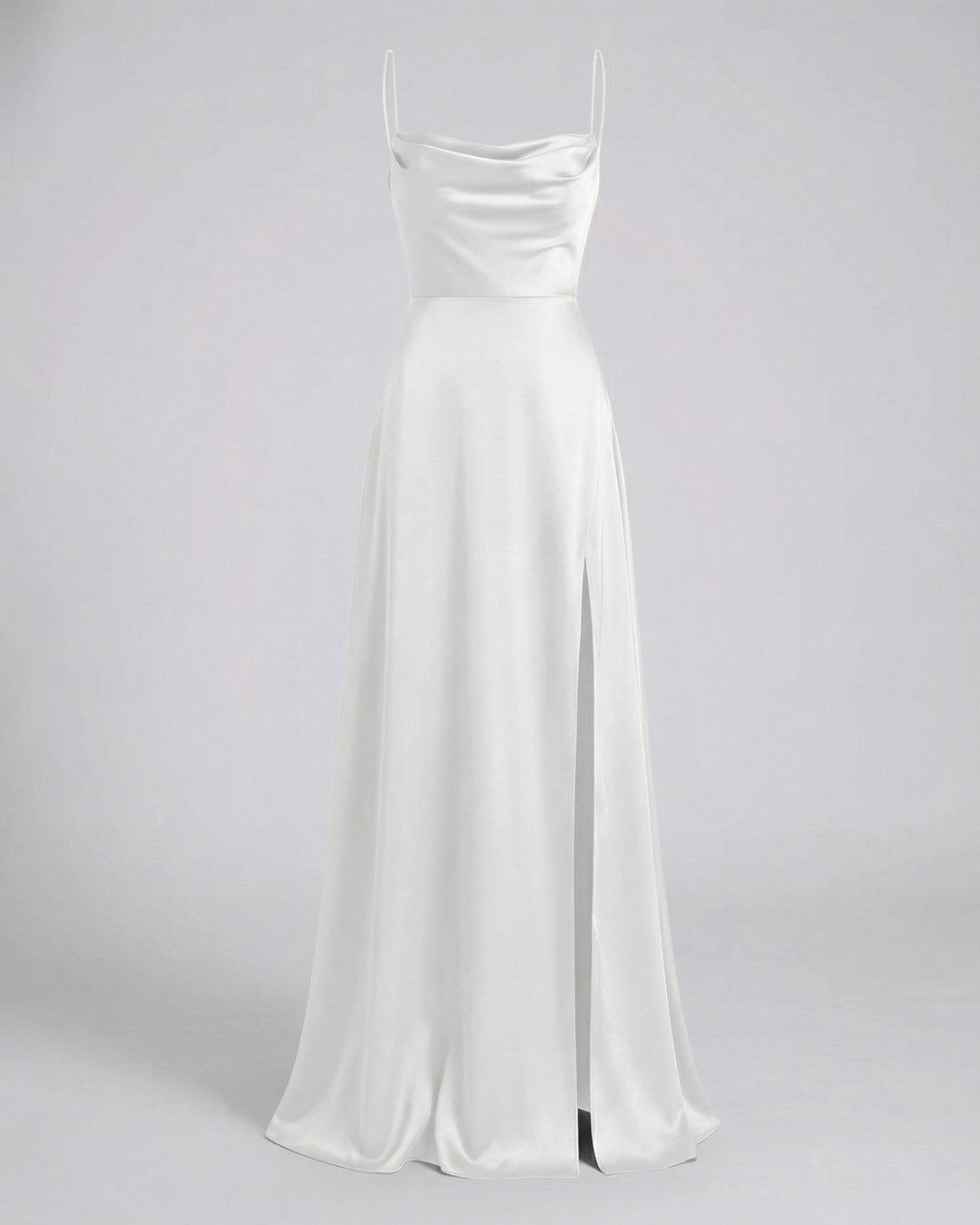 Solara | Women's Elegant Cowl Neck Evening Maxi Dress — White