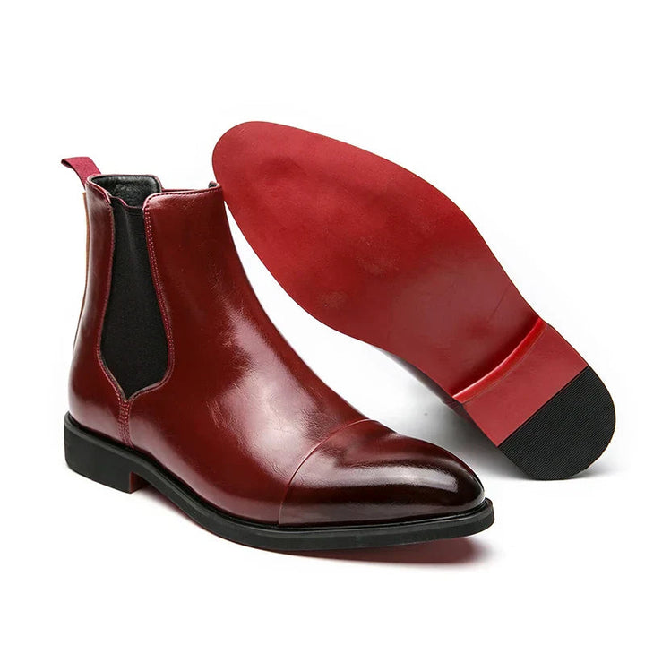 Solora | Women's Leather Chelsea Boots — Red