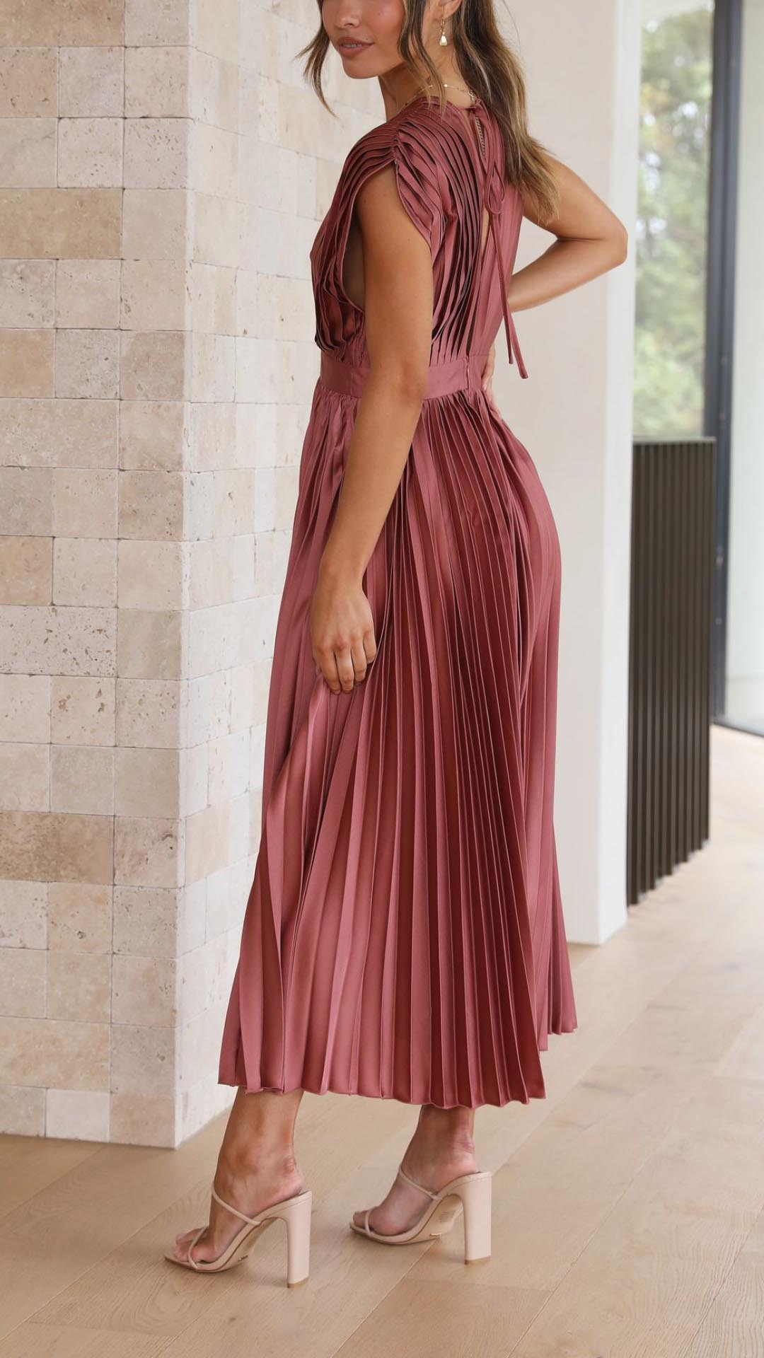Talia | Women's Wedding Guest Elegant Pleated Dresses — 3