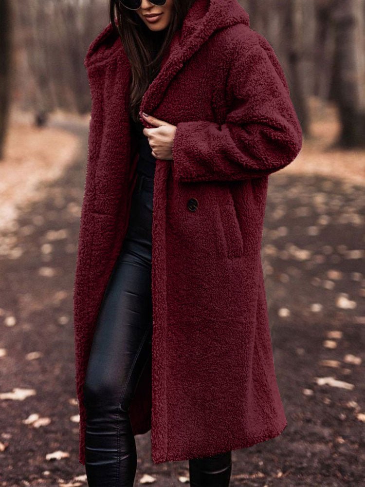 Tindrasia | Women's Casual Stretch Teddy Overcoat with a Notch Collar and Deep Pockets — 2