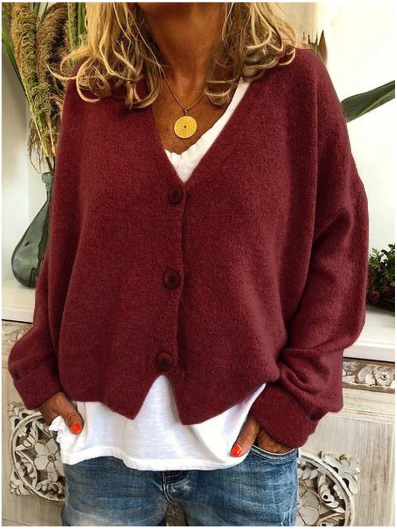 Tovaienne | Women's Cozy Knit Cardigan Sweaters — Maroon