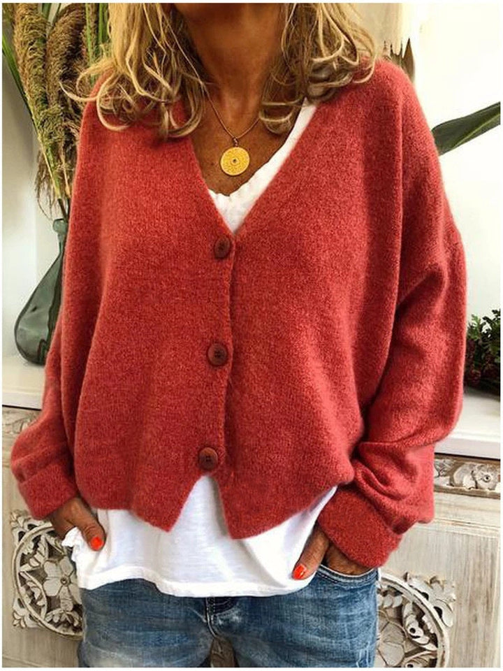 Tovaienne | Women's Cozy Knit Cardigan Sweaters — Orange Red