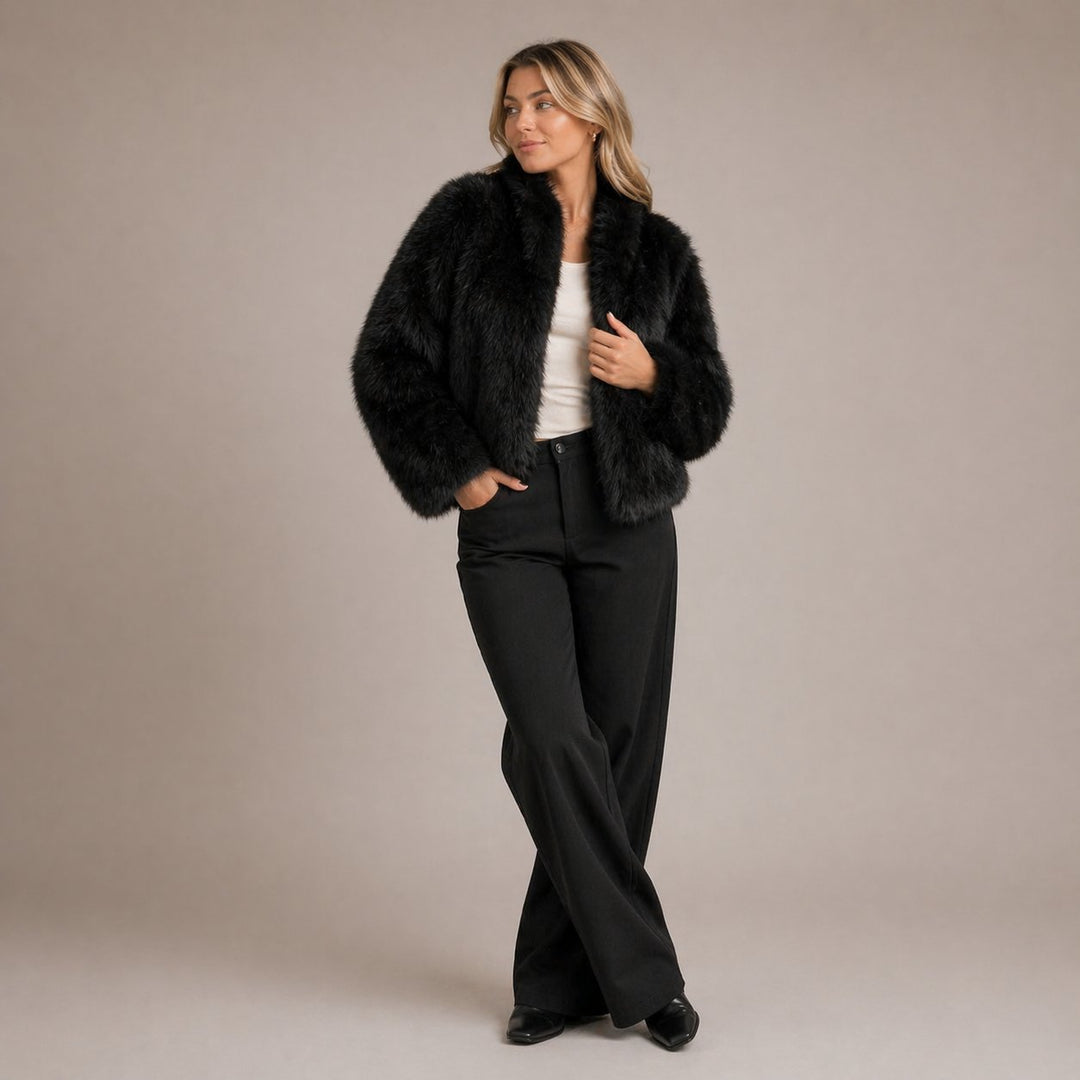 Tovanova | Women's Faux Fur Jacket with an Open Front and Relaxed Cut — 2