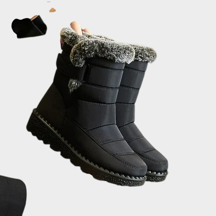 Valecine | Women's Waterproof Snow Boots Fur Lining Slip Resistant — Black