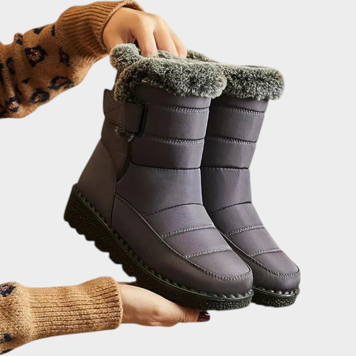 Valecine | Women's Waterproof Snow Boots Fur Lining Slip Resistant — Gray