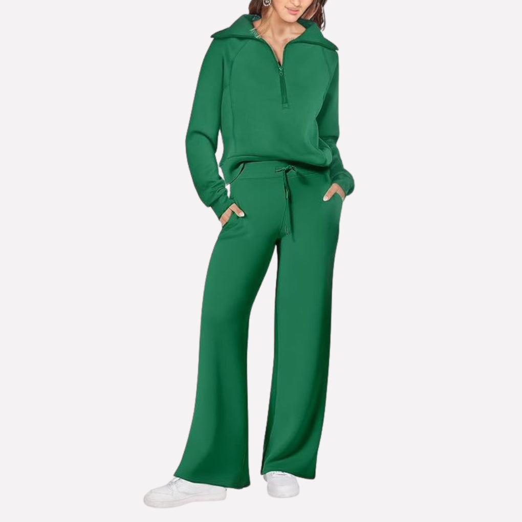 Valeisse | Relaxed Top & Wide-Leg Pants Two-Piece Travel Set