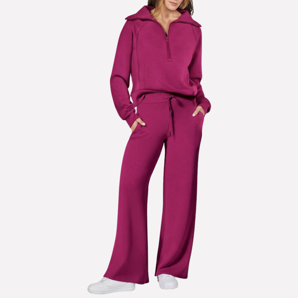 Valeisse | Relaxed Top & Wide-Leg Pants Two-Piece Travel Set