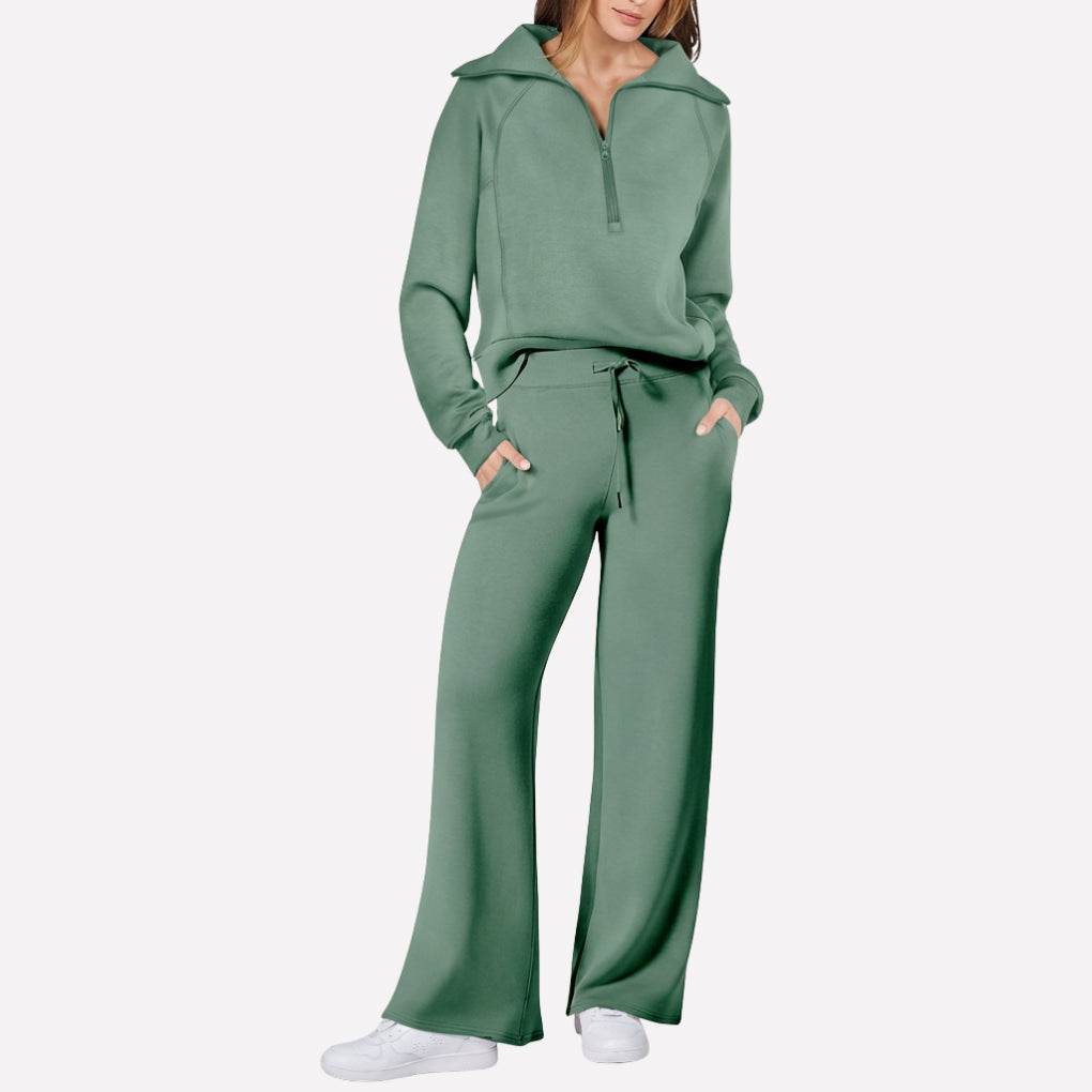 Valeisse | Relaxed Top & Wide-Leg Pants Two-Piece Travel Set