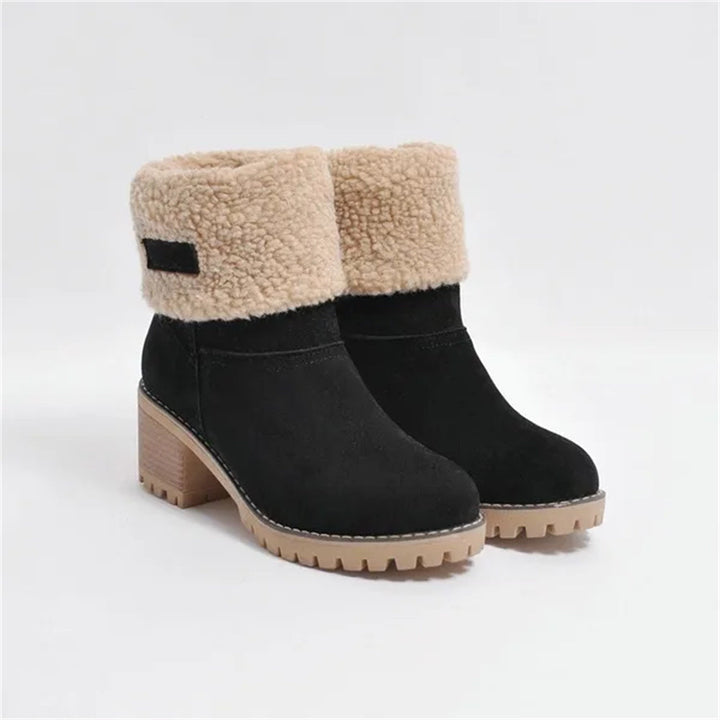 Veraella | Women's Faux Shearling Cuff Ankle Style Boots — Black
