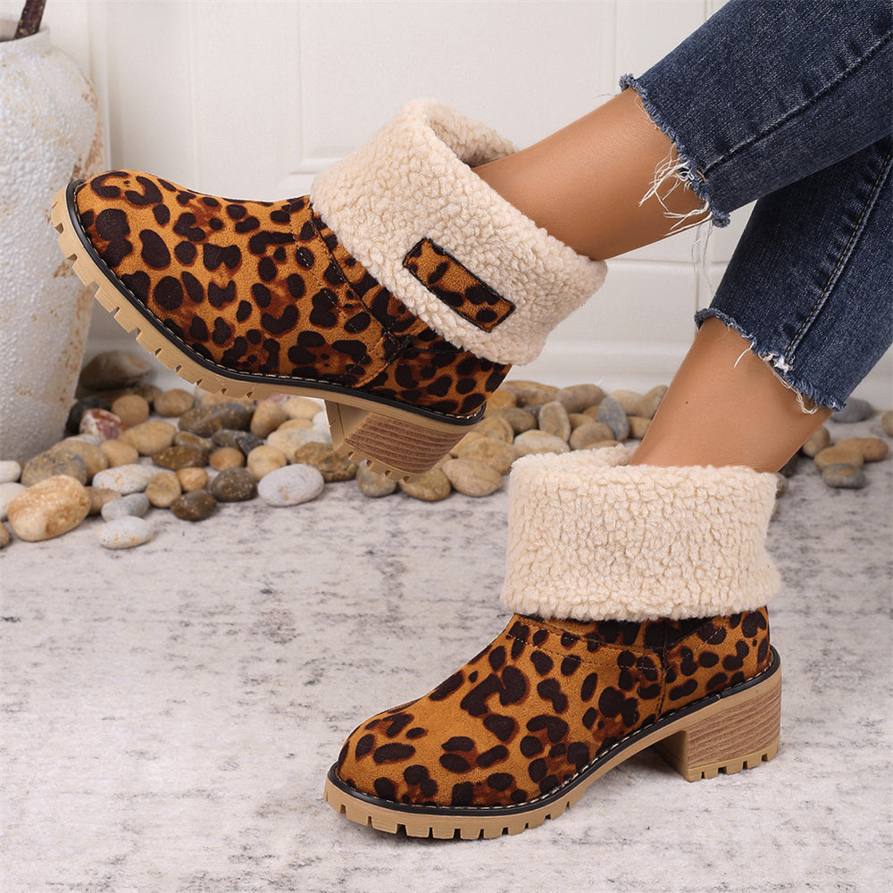 Veraella | Women's Faux Shearling Cuff Ankle Style Boots — Brown B