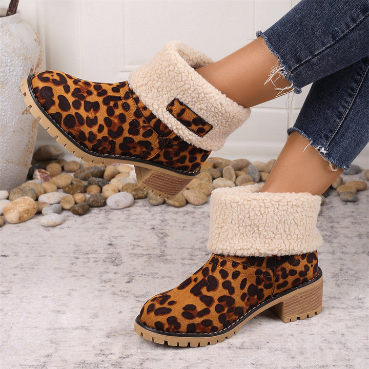 Veraella | Women's Faux Shearling Cuff Ankle Style Boots — Brown B