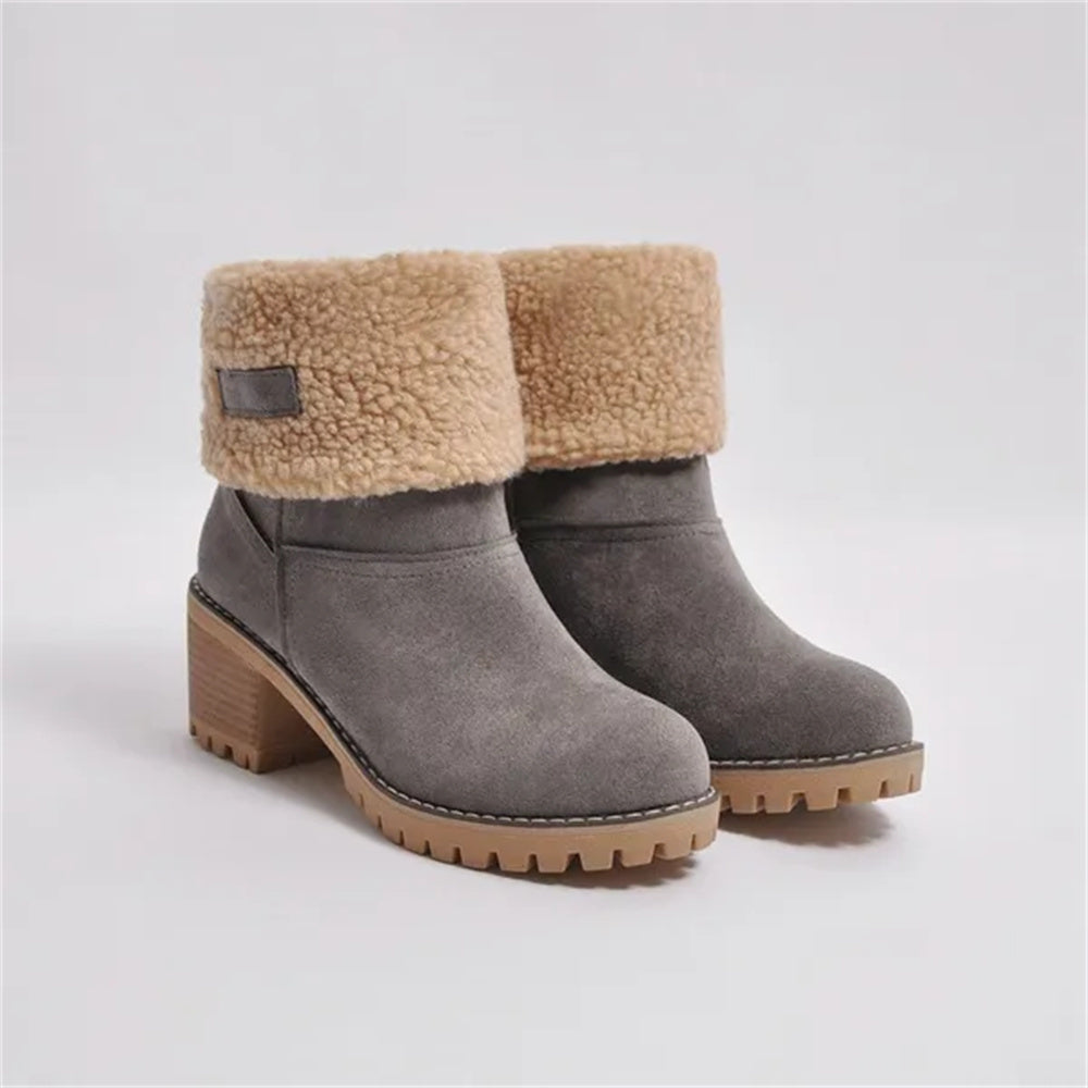 Veraella | Women's Faux Shearling Cuff Ankle Style Boots — Gray